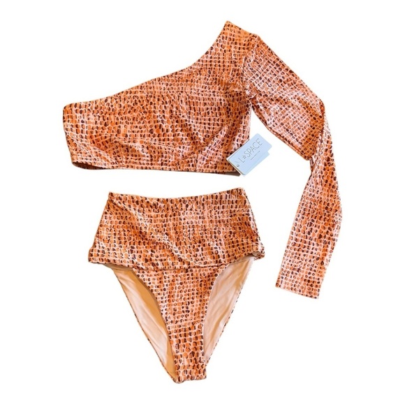 L*Space Cardi One Sleeve Swim Top/ Desi High Waisted Bottom in Wild Bunch NWT - Picture 3 of 10